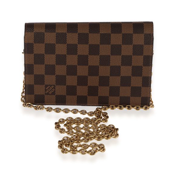 Louis Vuitton Damier Ebene & Cream Taurillon Vavin Chain Wallet - Picture 3 of 8